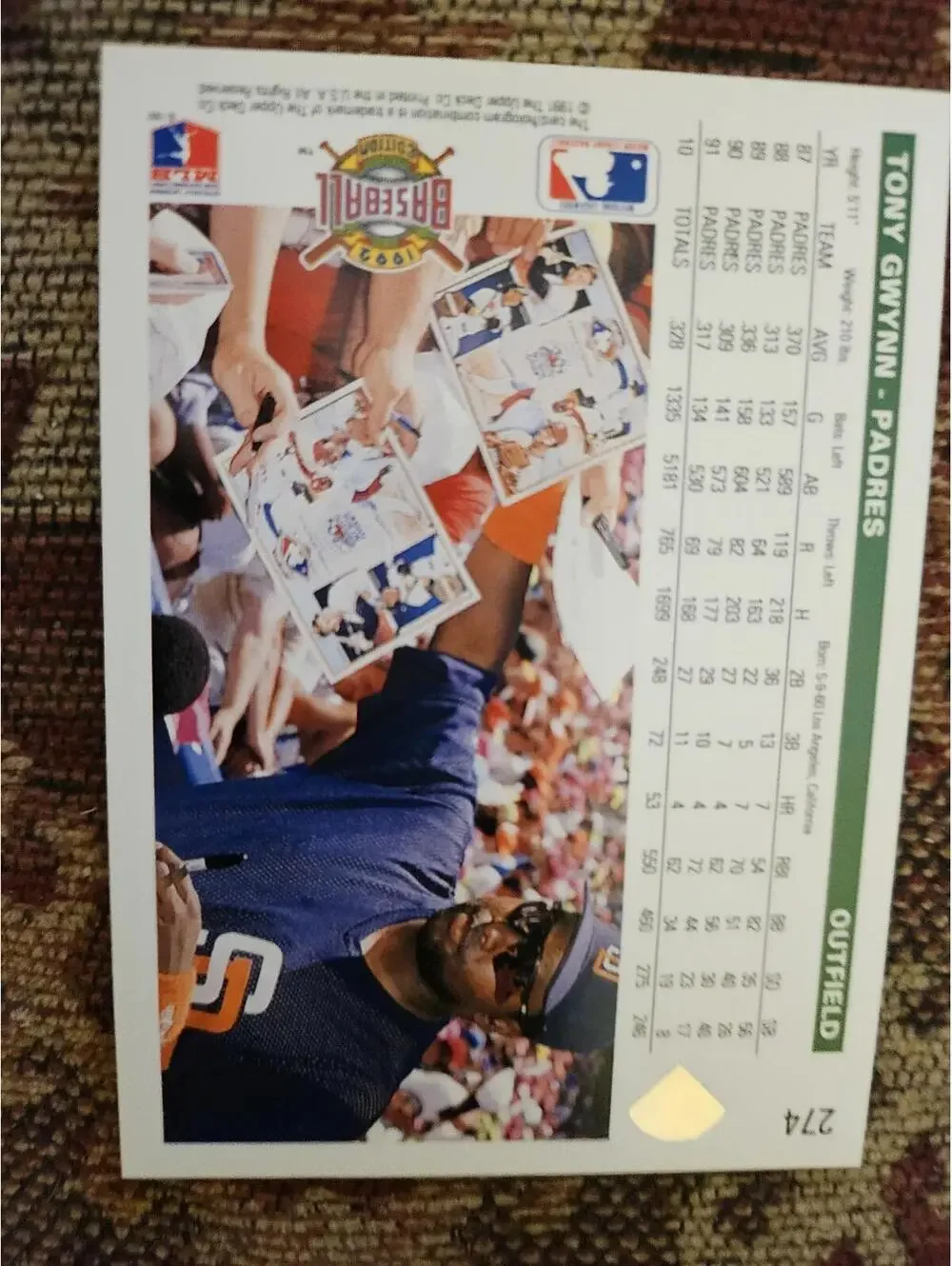 1992 Upper Deck Baseball Tony Gwynn #274 San Diego Padres HOF